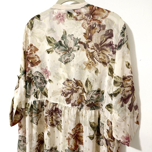 Torrid Lexie Sheer Ivory Floral Print Chiffon High Low Babydoll Tunic Size 1X - Picture 6 of 8